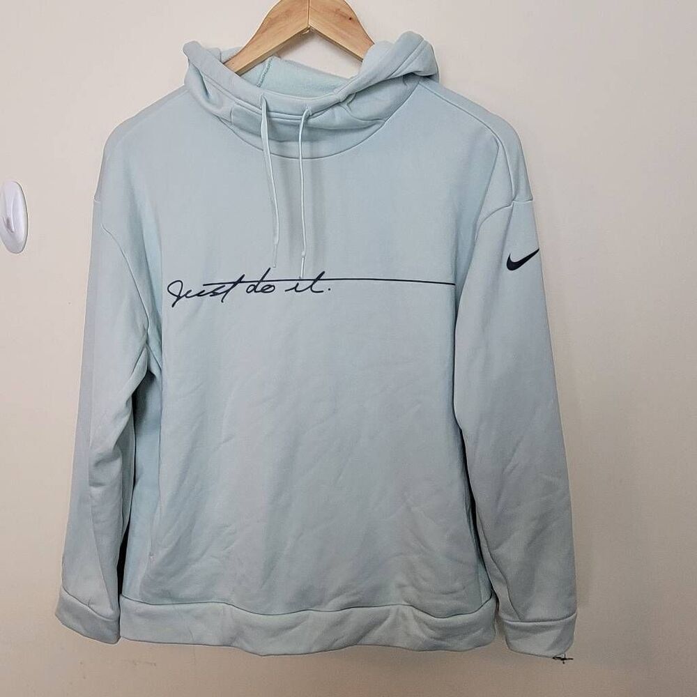 Nike Women's Therma Just Do It Graphic Training Pullover Hoodie Blue Small